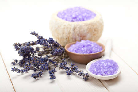 Lavender - bath salt for aromatherapyの写真素材