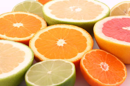 Oranges, grapefruits, limes, lemon and tangerineの写真素材