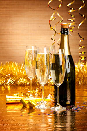 Happy New Year - champagne and party decorationの写真素材