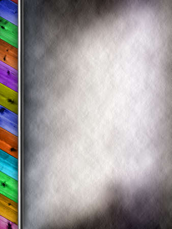 Rough wall and colorful wooden planksの写真素材