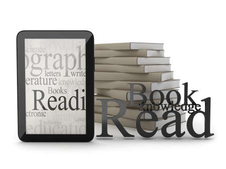Modern tablet and books
