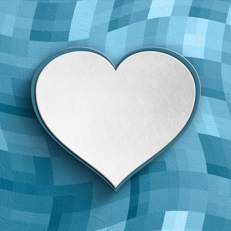 Valentines Day background - white heart on patterned backgroundの写真素材