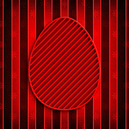 Happy Easter - red egg on patterned backgroundの写真素材