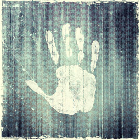 Hand print on grunge backgroundの写真素材