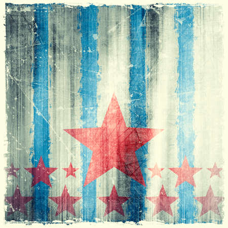 Pattern of stripes and stars on grunge backgroundの写真素材