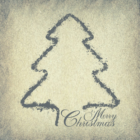 Shape of Christmas tree on crumpled paper backgroundのイラスト素材