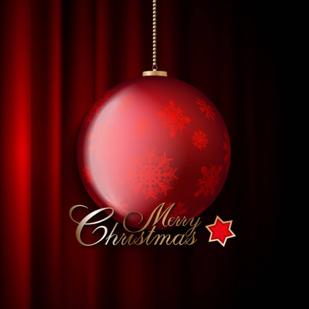 Christmas bauble on red backgroundのイラスト素材