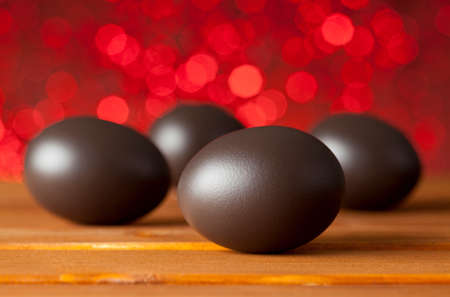Easter eggs on red backgroundの写真素材