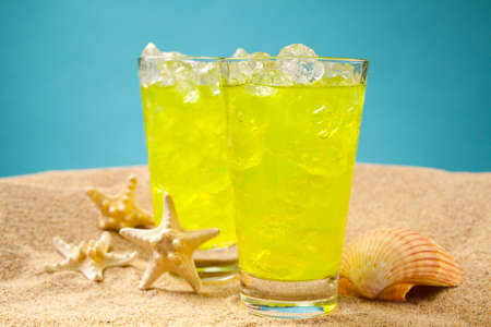 Delicious lemonade on the beachの写真素材
