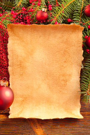 Christmas background - blank handmade paper sheetの写真素材