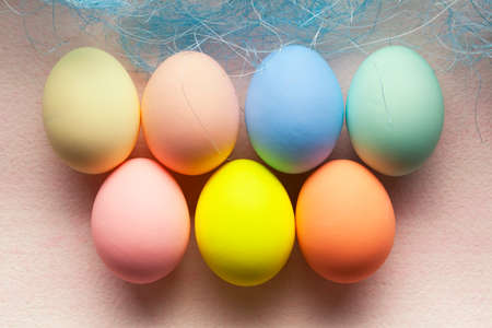 Colored Easter eggsの写真素材