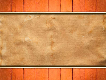 Wooden planks and blank paper sheetの写真素材