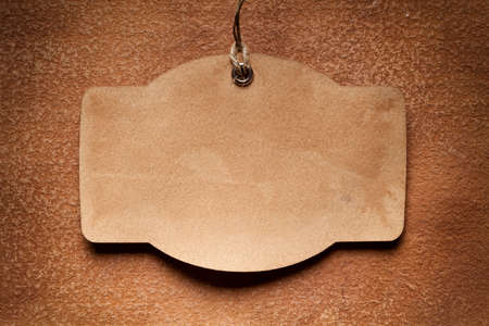 Paper label on handmade paper sheetの写真素材