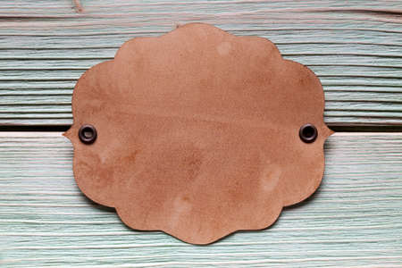 Paper label on wooden boardの写真素材