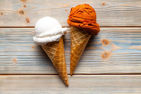 Ice cream in the coneの写真素材