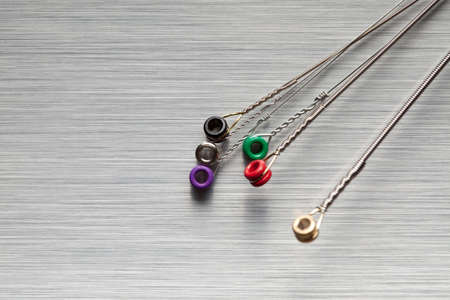 Guitar strings on metal backgroundの写真素材
