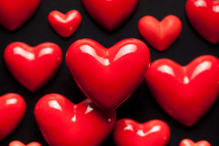 Red valentines heartsの写真素材