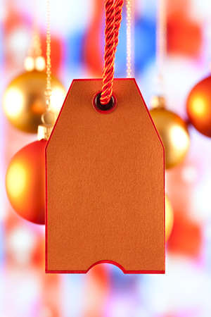 Blank paper label on colored backgroundの写真素材