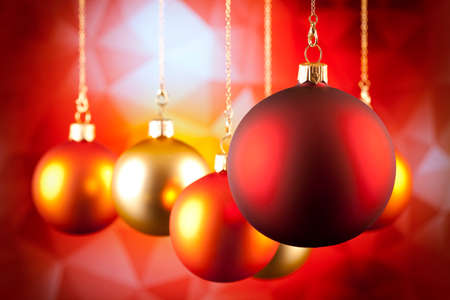 Christmas baubles on abstract backgroundの写真素材