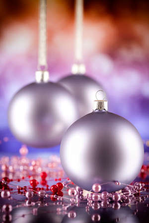 Christmas ornaments on abstract backgroundの写真素材