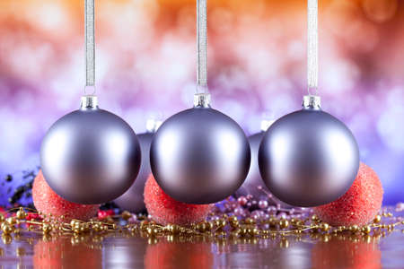 Christmas ornaments on abstract backgroundの写真素材