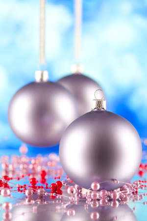 Christmas ornaments on abstract backgroundの写真素材