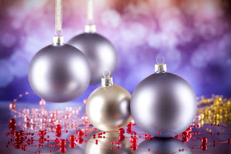Christmas balls on abstract backgroundの写真素材