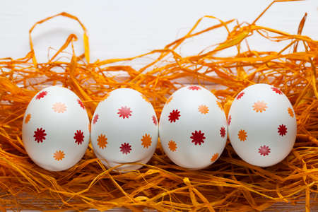 Four patterned easter eggs