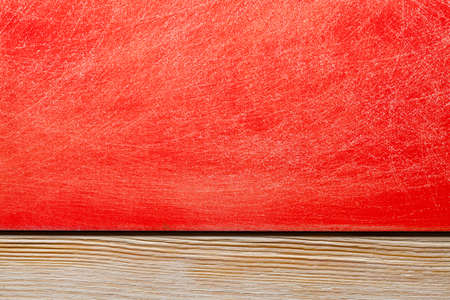 Two layer background - scratched surface and wooden plankの写真素材