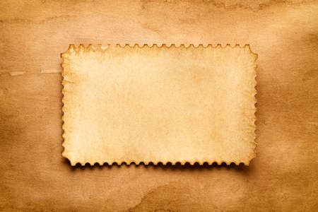 Paper label on handmade paper sheetの写真素材