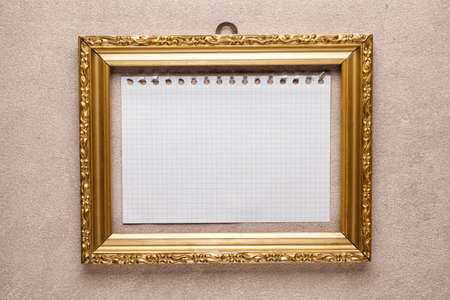 Notepad paper sheet in picture frameの写真素材