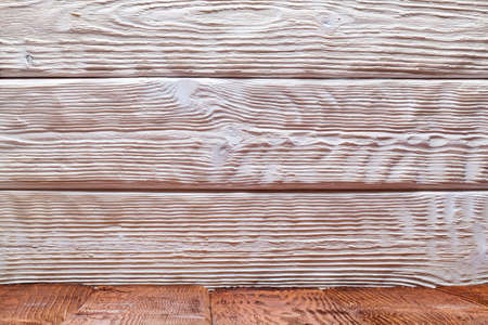 Empty wooden table and wallの写真素材