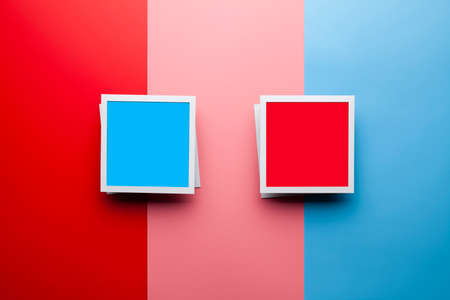 Photo mockup template - classic photo frames with empty space on pastel color background