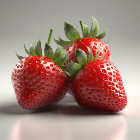 Fresh strawberries on a white background. Generative AIの素材