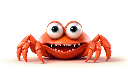 A quirky and lovable illustration of a crab portrayed in a cartoon style, complete with endearing features and animated charm. This imaginative representation brings a touch of whimsy to the world of marine life. Perfect for children's books, animated marine-themed projects, and creative storytellingの素材