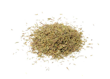 Pile of Dried Thyme Isolated on White Backgroundの写真素材