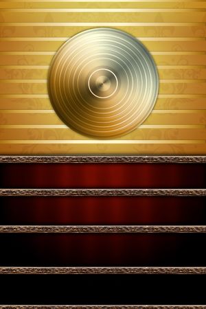 Music Background with Golden Discの写真素材
