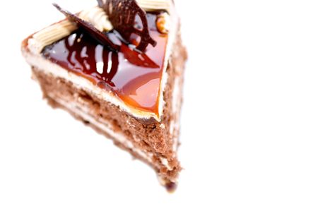 Piece of Chocolate Cake on White Backgroundの写真素材