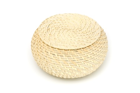 Wicker Box Isolated on White Backgroundの写真素材