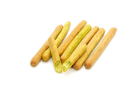 Spinach Breadsticks Isolated on White Backgroundの写真素材