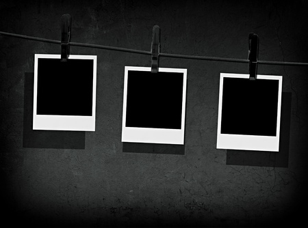 Three Blank Photos on Clothes Line の写真素材