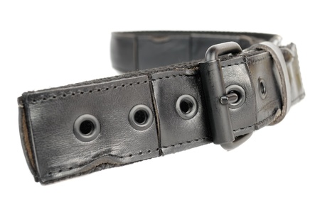 Black Leather Belt Isolated on White Background