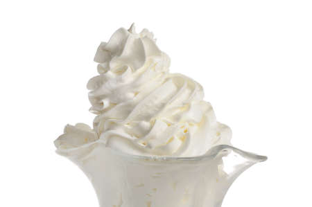 Vanilla Ice Cream in Bowl on White Backgroundの写真素材