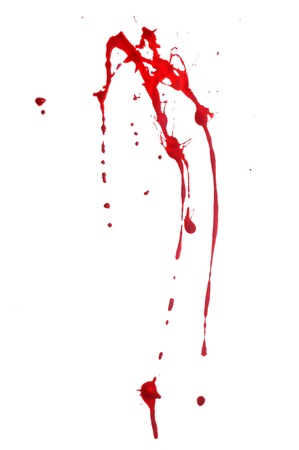 Red Paint Splashes on White Backgroundの写真素材