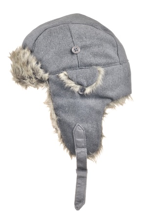 Hat with Ear Flaps Isolated on White Backgroundの写真素材