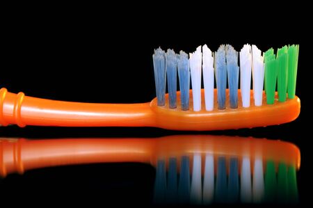 Toothbrush on Black Backgroundの写真素材