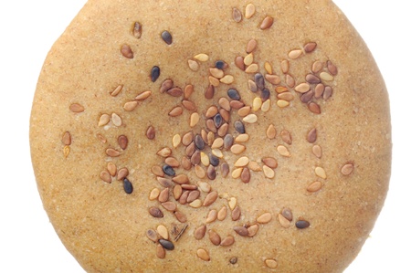 Whole-Wheat Sesame Seed Bun on White Background