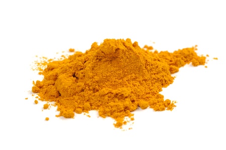 Turmeric (Curcuma) Powder Isolated on White Backgroundの写真素材