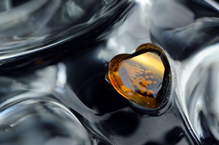 Yellow Glass Heart of Glass Figurineの写真素材