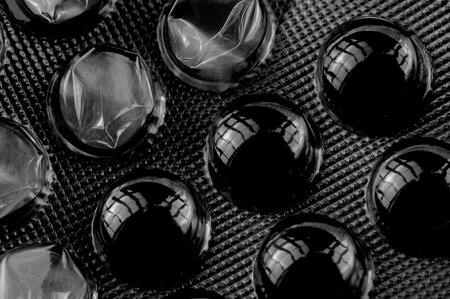 Black Pills in Blister Packの写真素材